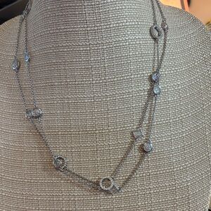 Lia Sophia Silver Necklace with Circular and Square Accents